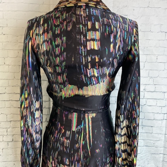GILES Cinq a Sept SILK Dress Sz 40 US 4 Psychedelic Iridescent Maximalist Luxury - Picture 16 of 16